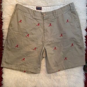 Khaki and red stadium athletic Alabama shorts